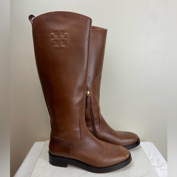 TORY BURCH THE RIDING BOOT LEATHER RICH BROWN - Picture 3 of 16